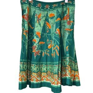 Angie Green Boho Floral Skirt Women’s Size Large Sequin Detail Zip Closure